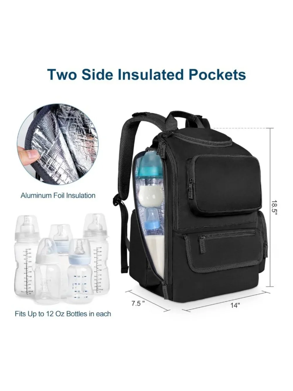 Mancro Diaper Bag Backpack Polyester Nylon Water Resistant 12 Pockets 20L Large